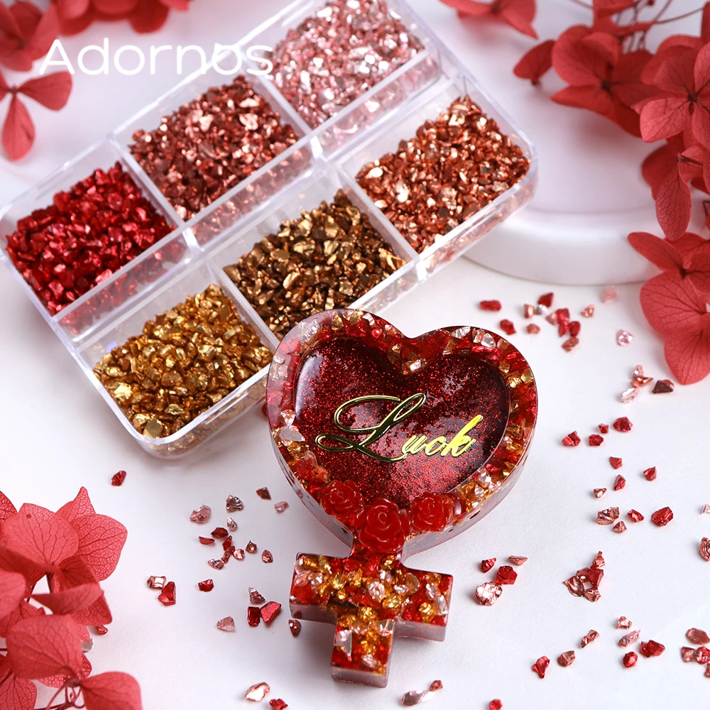 

6 сеток, цвет, нерегулярные сломанные камни, наполнители для форм из эпоксидной смолы, измельченный стеклянный камень для Дня святого Валентина, аксессуары для изготовления ювелирных изделий своими руками