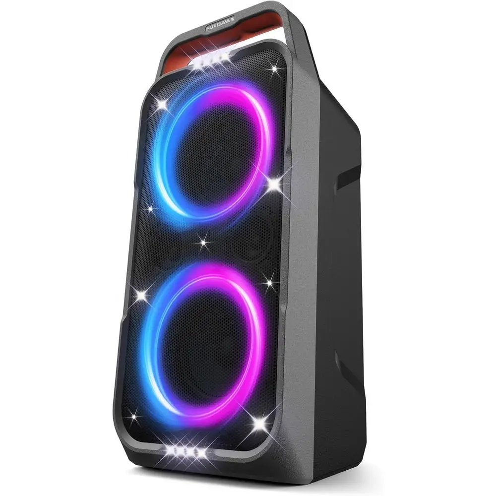 

Wireless Boombox with 240W Peak Power, Rich Bass, 15-Hour Battery, LED Light Show for Outdoor and Party Use