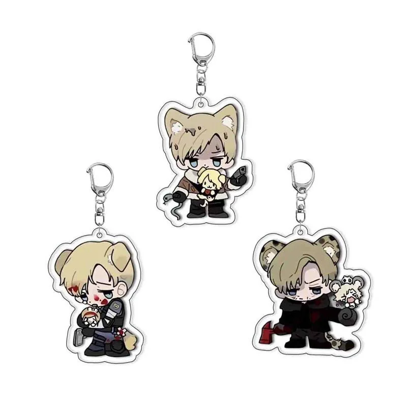 New Anime Resident Evil Leon Cute Acrylic Keychain Cartoon Funny Bag Pendant Cute Bag Charm Keyring Friends Fans Gifts