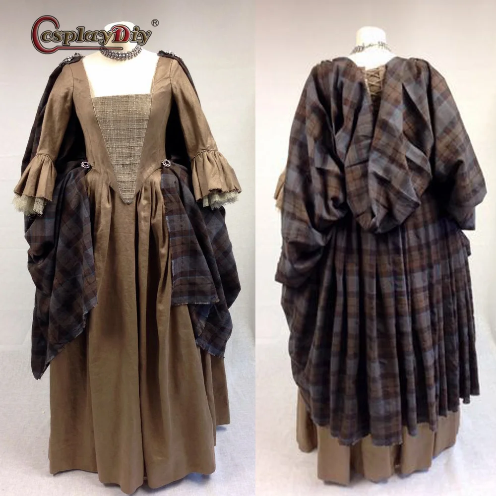 

Outlander Letitia MacKenzie Highland Medieval Costume Cosplay Women's Civil war Dress Colonial Dress With Cloak