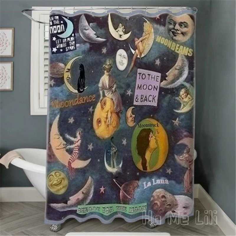 Uniqued Moon Madness and Back Decorative Shower Curtain By Ho Me Lili