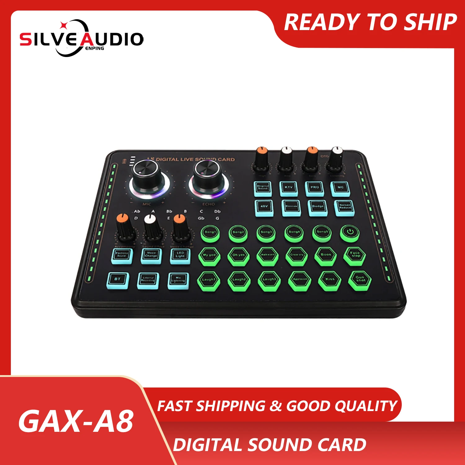 

GAX-A8 Digital live sound card supports 48V live audio USB external computer mobile phone singing recording sound card