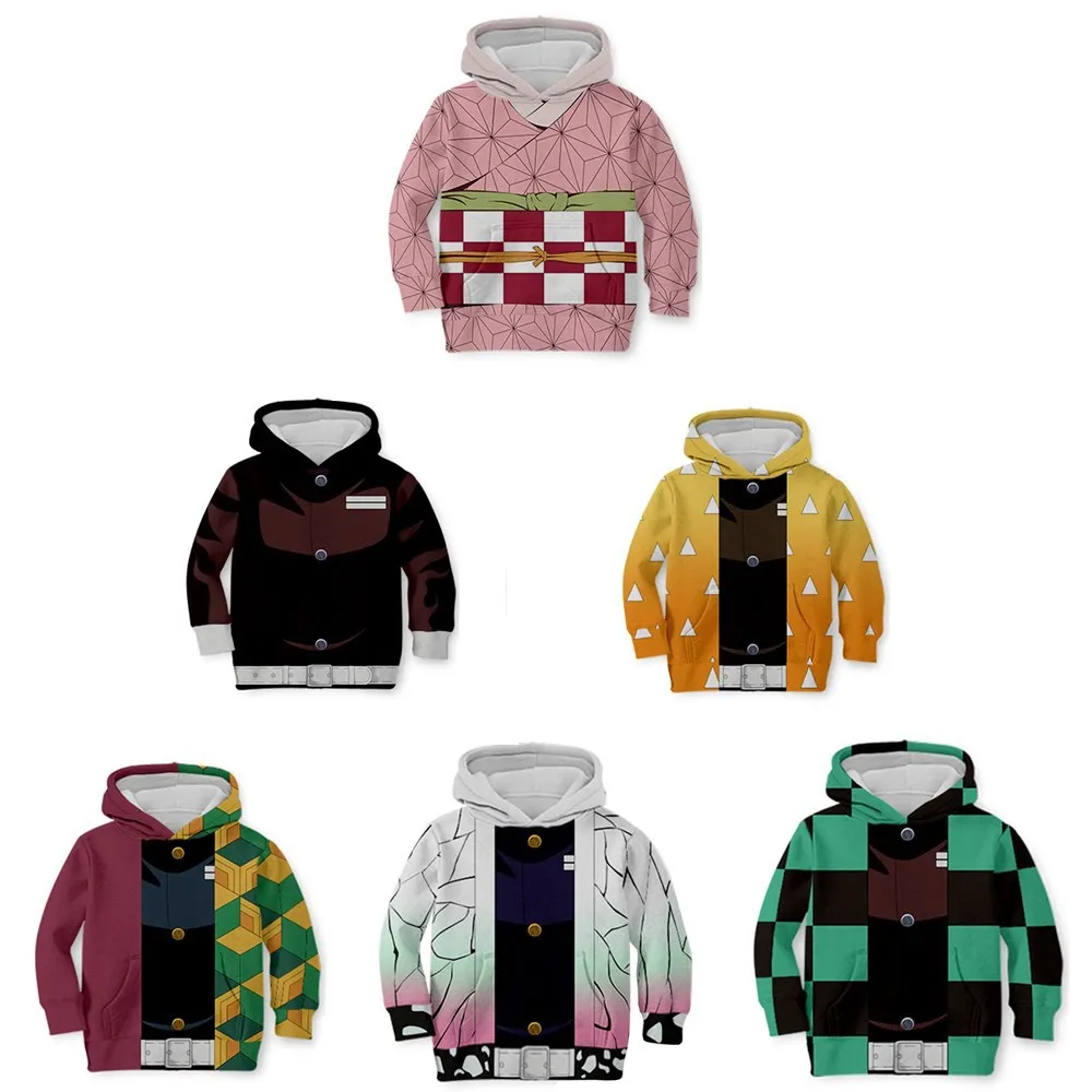 New COS Ghost Extingishing Blade 3D Digital Print Long Sleeve Baseball Loose Fit Sweatshirt Autumn Wear Children's Clothing