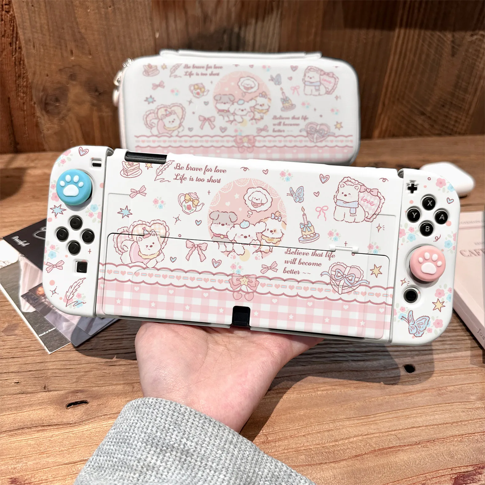 Cute Cartoon Split Full Case for Nintendo NS OLED Switch 2 Fit Dock Anti-drop Slim Hard Shell Soft Joy-Con Game Accessories
