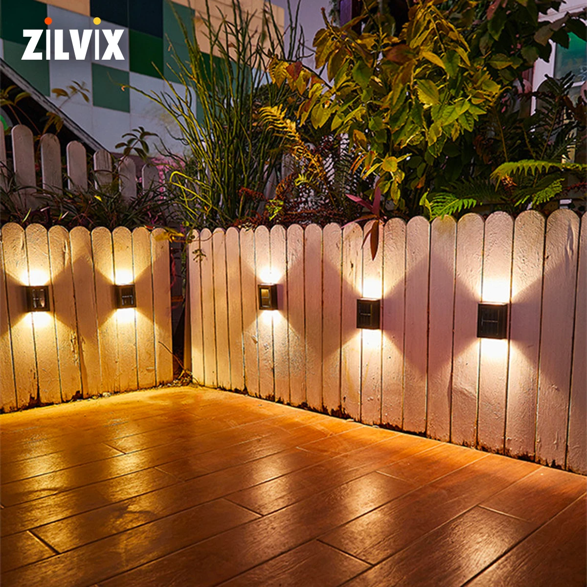 ZILVIX LED Solar Lights Outdoor Waterproof Up and Down Wall Lamp Garden Decoration Fence Balcony