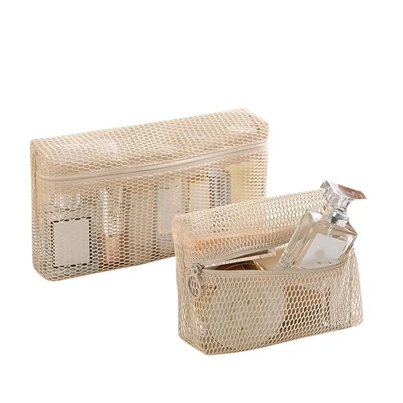 Leichte, strapazierfähige Kosmetiktasche aus Mesh mit sicherem Reißverschluss und durchsichtigem Design für Reisen, tägliche Hautpflege und Aufbewahrung von Toilettenartikeln – Detail 6