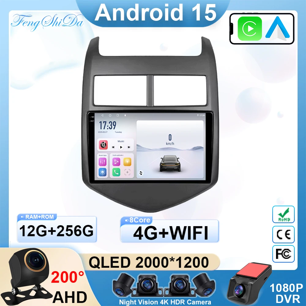 

Android15 Car Radio CarPlay Auto Multimedia Player For Chevrolet Aveo 2 Sonic T300 2011-2015 Navigation GPS 2din Stereo Audio