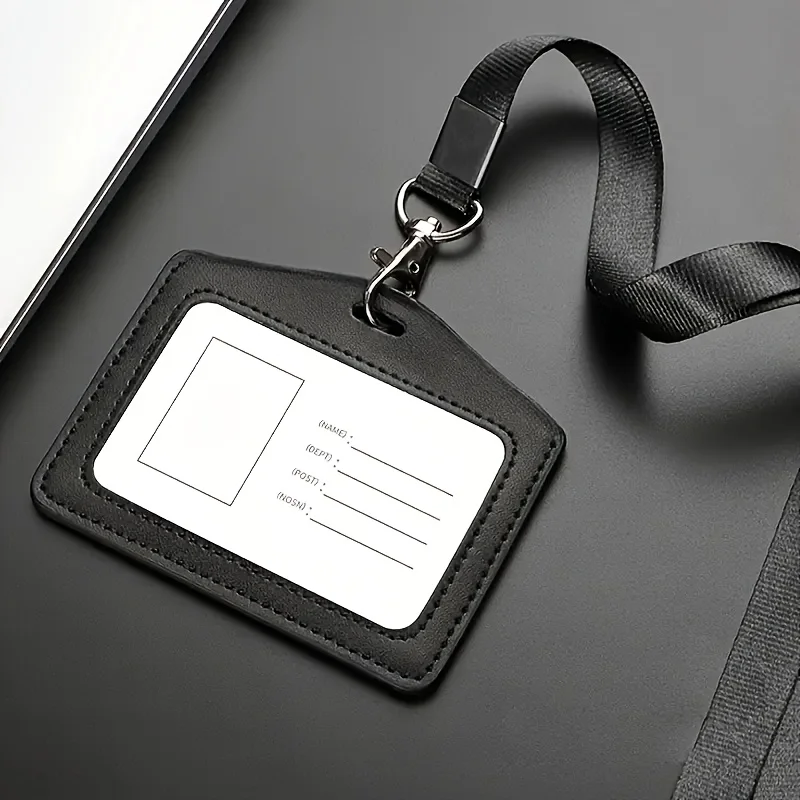 

Профессиональный держатель для визитных карточек со шнурком — сверхпрочная коробка для бейджей PULeatherID, с прозрачным окном, подходит для офиса, Acti