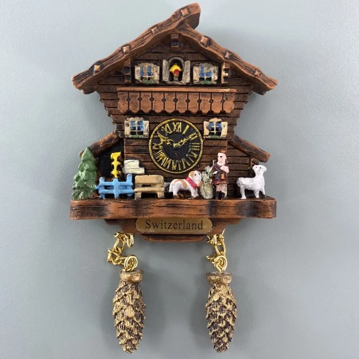 Swiss tourism commemorative creative cuckoo clock decorative crafts refrigerator stickers