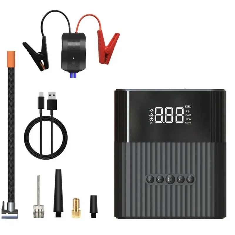 Nexest 8800 Mah Car Jump Starter Portable Big Cylinder Car Tyre Air Inflator Tire Inflator with Led Light