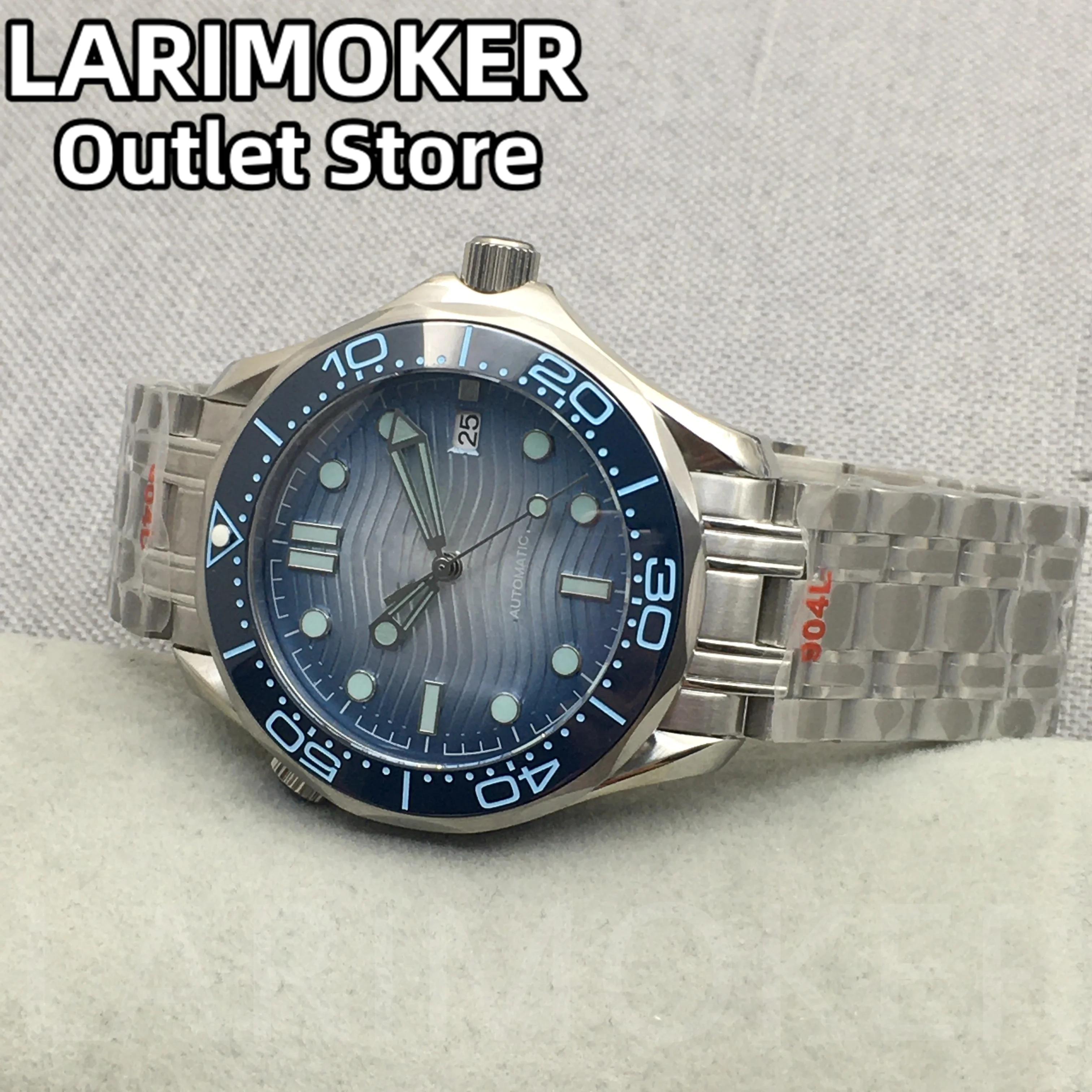 LARIMOKER 41mm Mechanical Men Watch Sapphire Glass Date Gradient  Blue Ceramic Bezel NH35 Stainless Steel 10ATM waterproof Watch