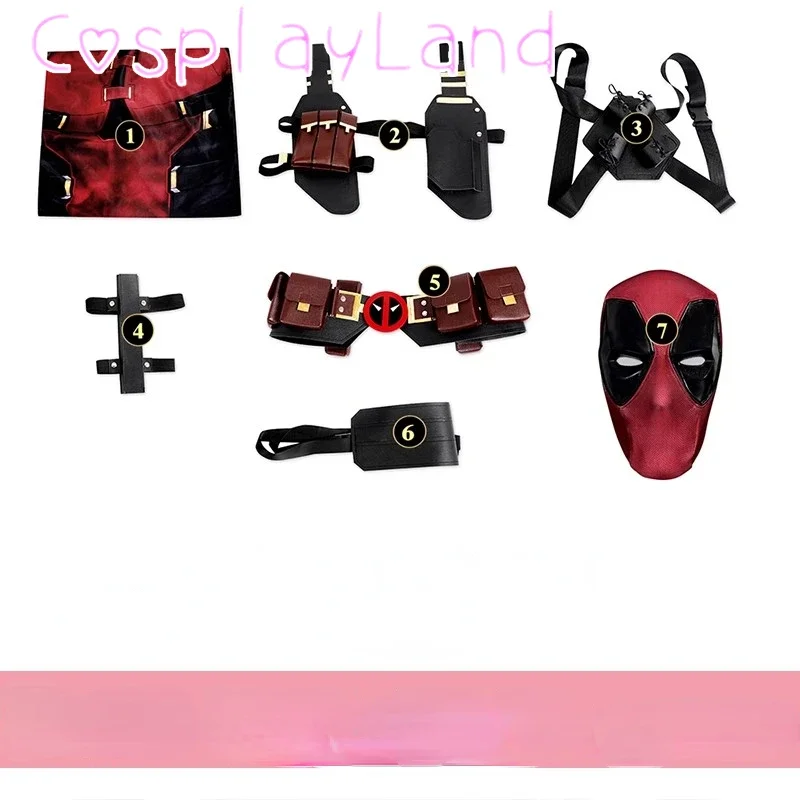 2024 Film Dp3 Pool Boy Wade Winston Cosplay Outfit Rood Pak Met Accessoires Volwassen Mannen Carnaval Halloween Kostuum Jumpsuit