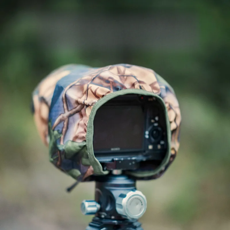 Camera Rain Cover Camouflage DSLR Mirrorless Telephoto Lens Rain Snow Dust Easy Storage Lightweight Camera Sleeve