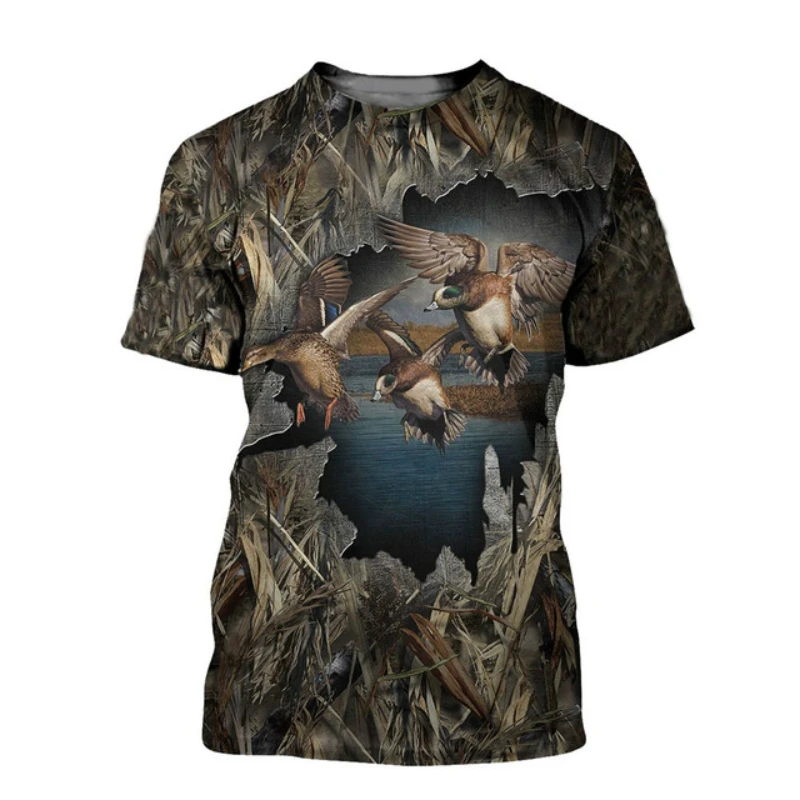 Summer Jungle Camouflage Creative Design graphic t shirts Suitable for Outdoor Hunting Hide 3D Print Men O-neck Short Sleeve Tee