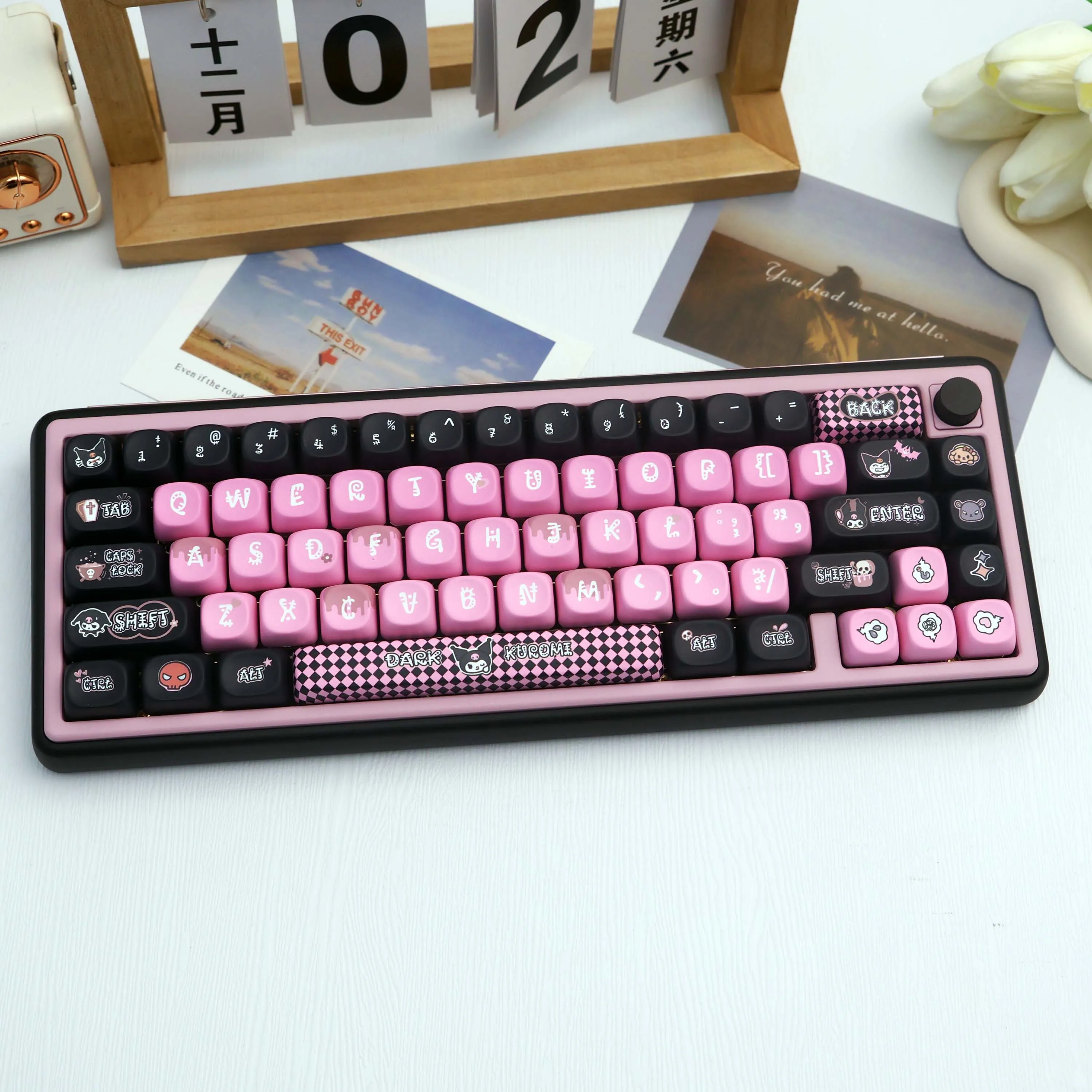 128 Keys Kuromi PBT Keycaps Dye-Sub MOA Profile MX Switch for 61/64/68/87/96/104/108 Keyboard