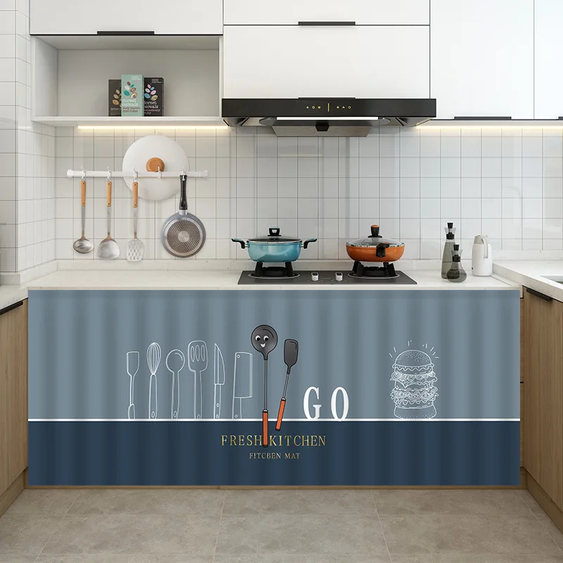 VIKAMA Fresh Kitchen Chef Print Velcro Cover Curtain Cabinet Kitchen Sink Dustproof Partition Curtain Home Interior Decoration
