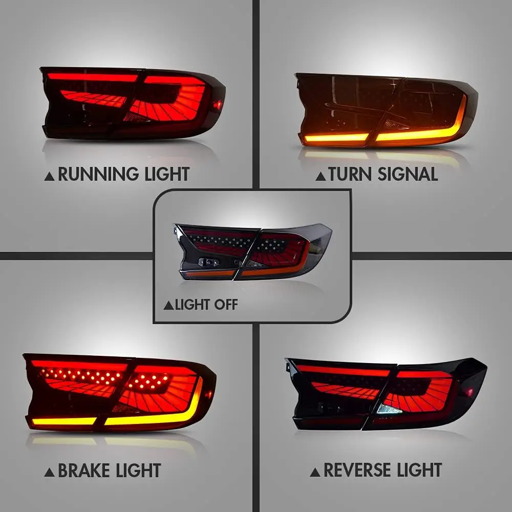 LED Tail Lights For Honda Accord 10th Gen 2018 - 2022 Start UP Animation DRL Signal Sequential Indicator Rear Lamp Assembly