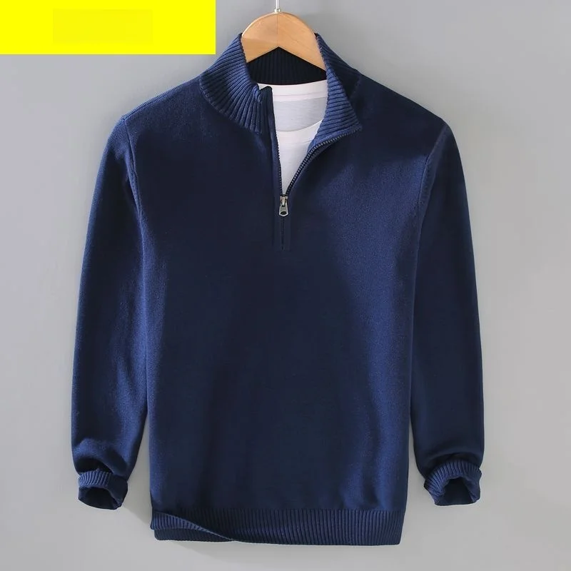 

Autumn Winter Men's Long Sve Casual Knitted Sweater Zipper Slim Fit Overhead Faion Slimming Small Fraance Sle