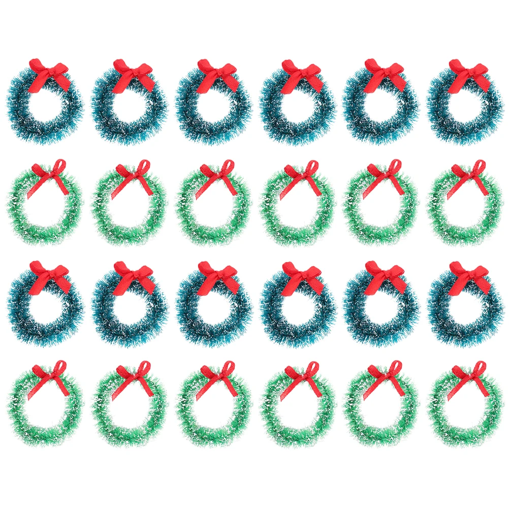 

24pcs Mini Christmas Wreath 4CM Blue Green Garland Hanging Decorative Ornaments Sisal Classic Toys
