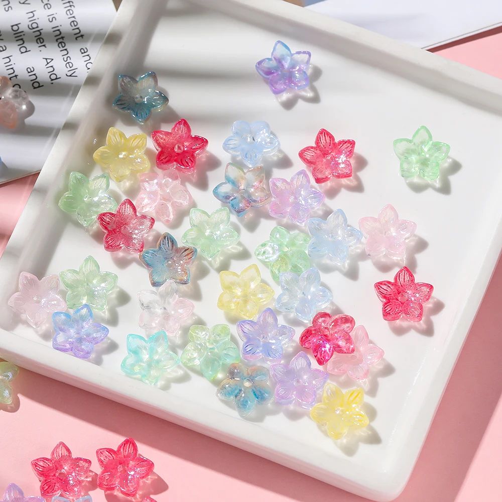 20pcs/Lot AB Color Glass Beads Five Petal Flower Bead for Jewelry Making DIY Bracelet Necklace Accessories image 6