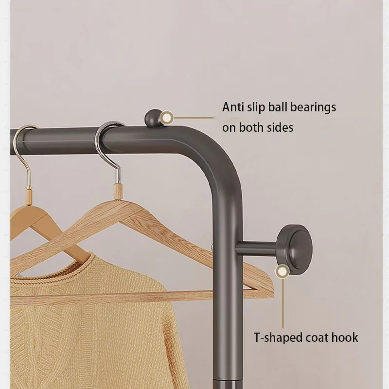 Floor Standing Clothes Rack Bedroom Household Solid Color Clothes Rack Simple Clothes Hanging Rack Drying Rack IndoorStorageRack