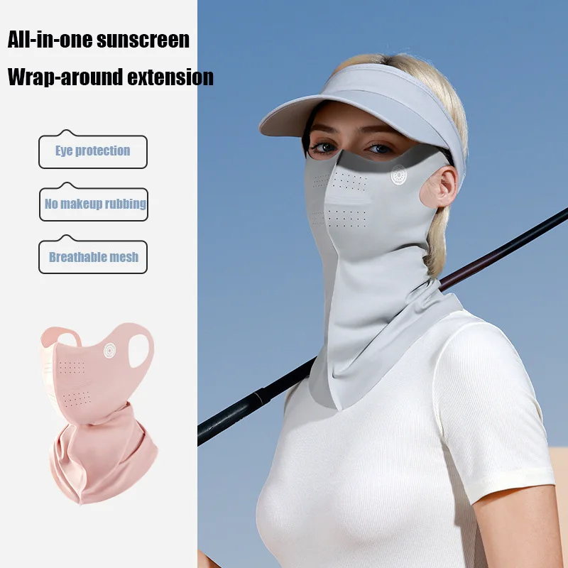 New Sunscreen Mask Female Anti-UV Summer Outdoor Sports Riding Mask Ice Silk Sunshade Breathable Thin Masks