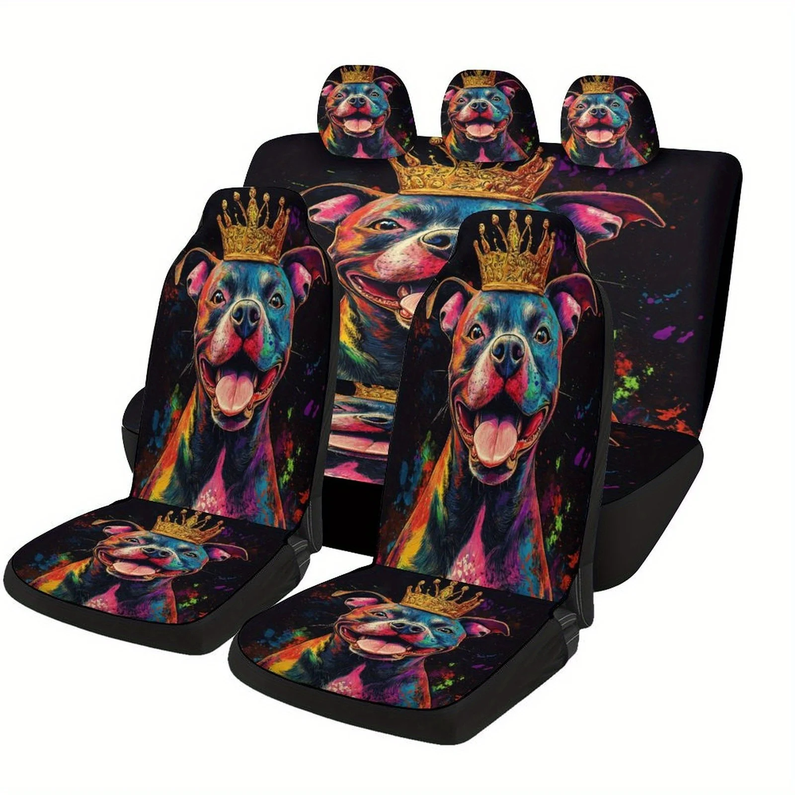 Juego de fundas para asientos de coche con diseño de Royal Canine para la mayoría de los coches, juego completo de fundas protectoras para asientos de coche, fundas para asientos de coche