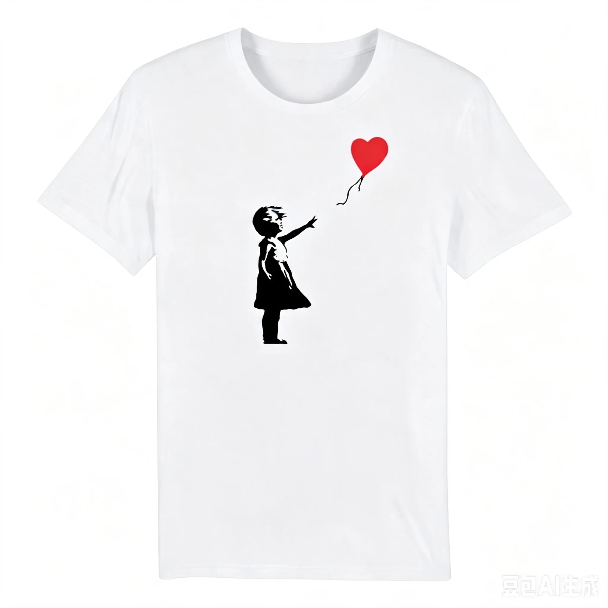 2026 Banksy Girl with Balloon Shredded T-Shirt  Casual Graphic Top