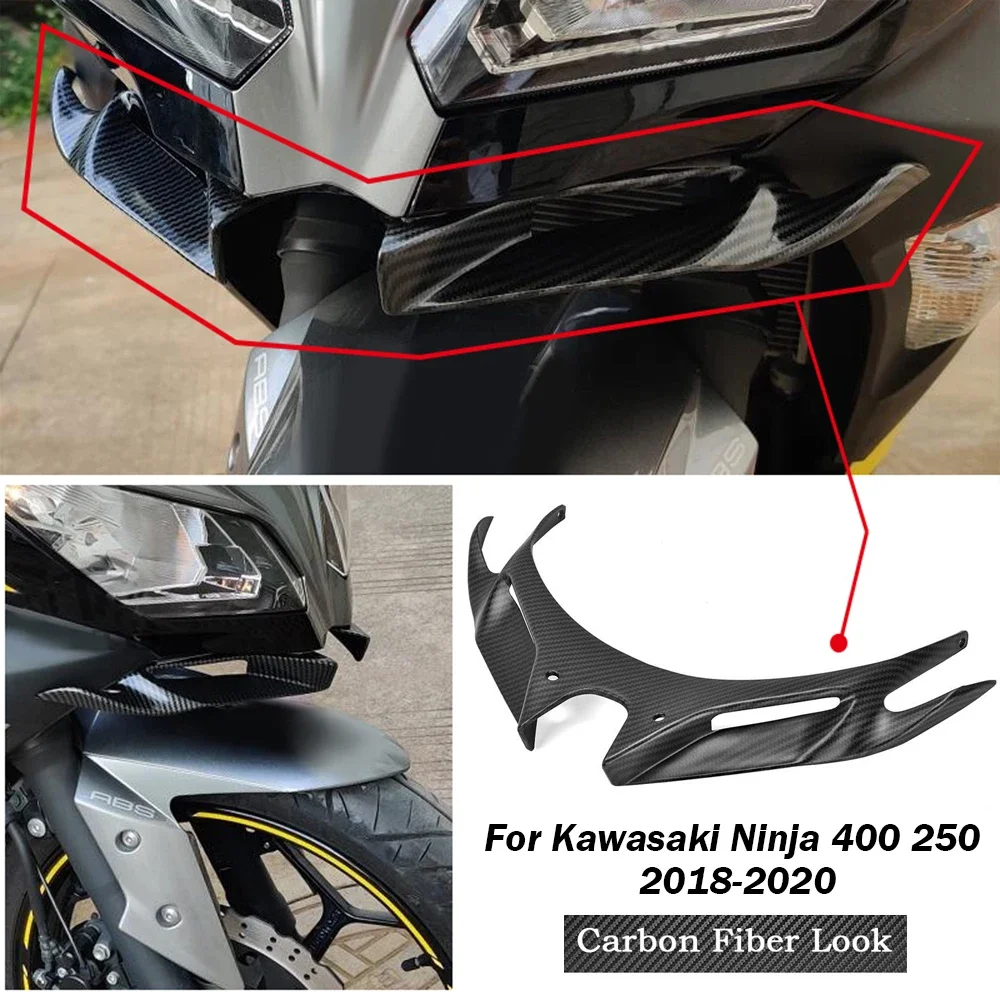 

Carbon Motorcycle Front Fairing Aerodynamic Winglets Cover Protection Guards For KAWASAKI Ninja 250 Ninja 400 2018 2019 2020 New