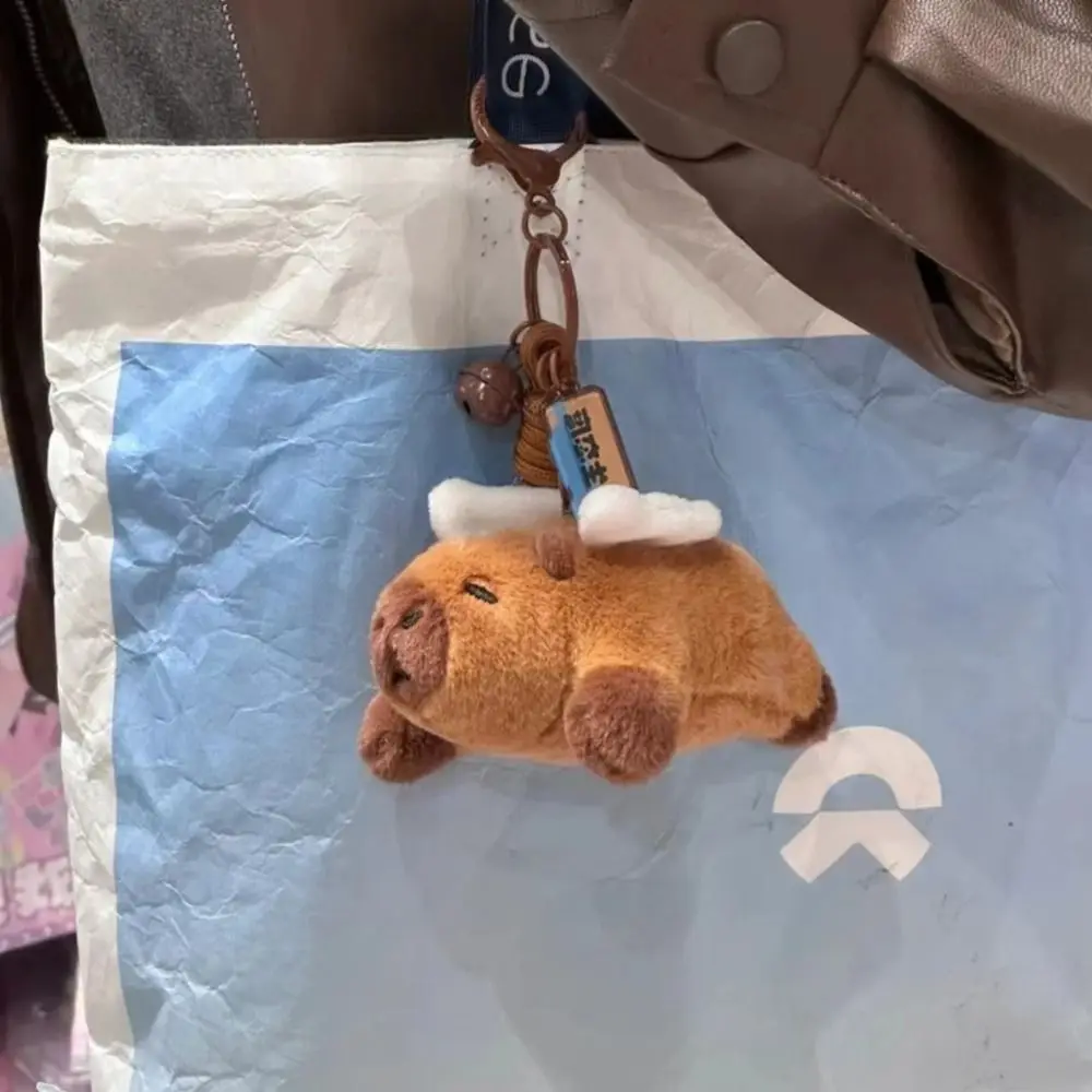 

New Cartoon Plush Capybara Keychain Stuffed Animals with Wing Fluffty Animal Doll Soft Simulation Capybara Pendant Kids