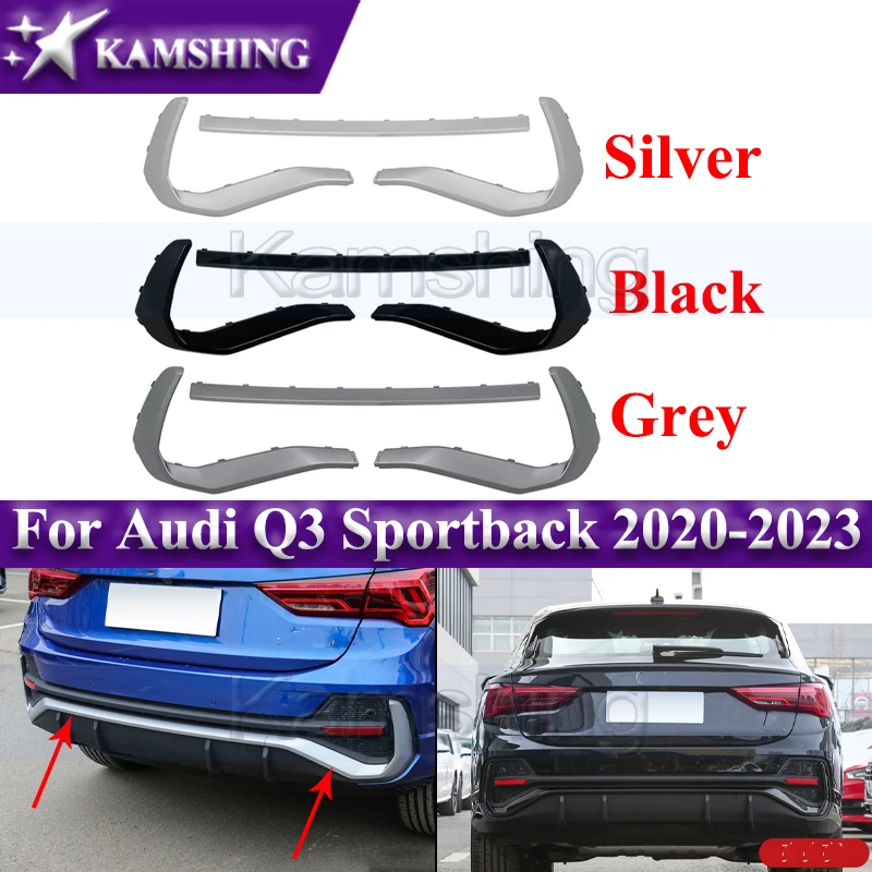 

Kamshing 1set Rear Bumper Trim Stirp For Audi Q3 Sportback 2020-2023 Rear Bumper Cover Strip Trim Rear Lip Bright Strip