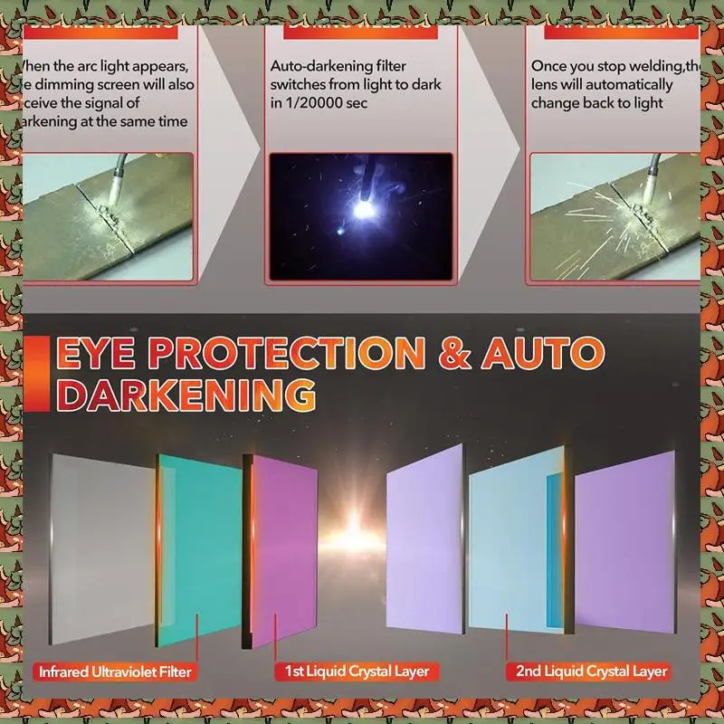 

ABLQ Solar Auto-Dimming Welding Welding Shield Head-Mounted Welding Mask Welding Liquid Crystal Welder Mask Large View Mask