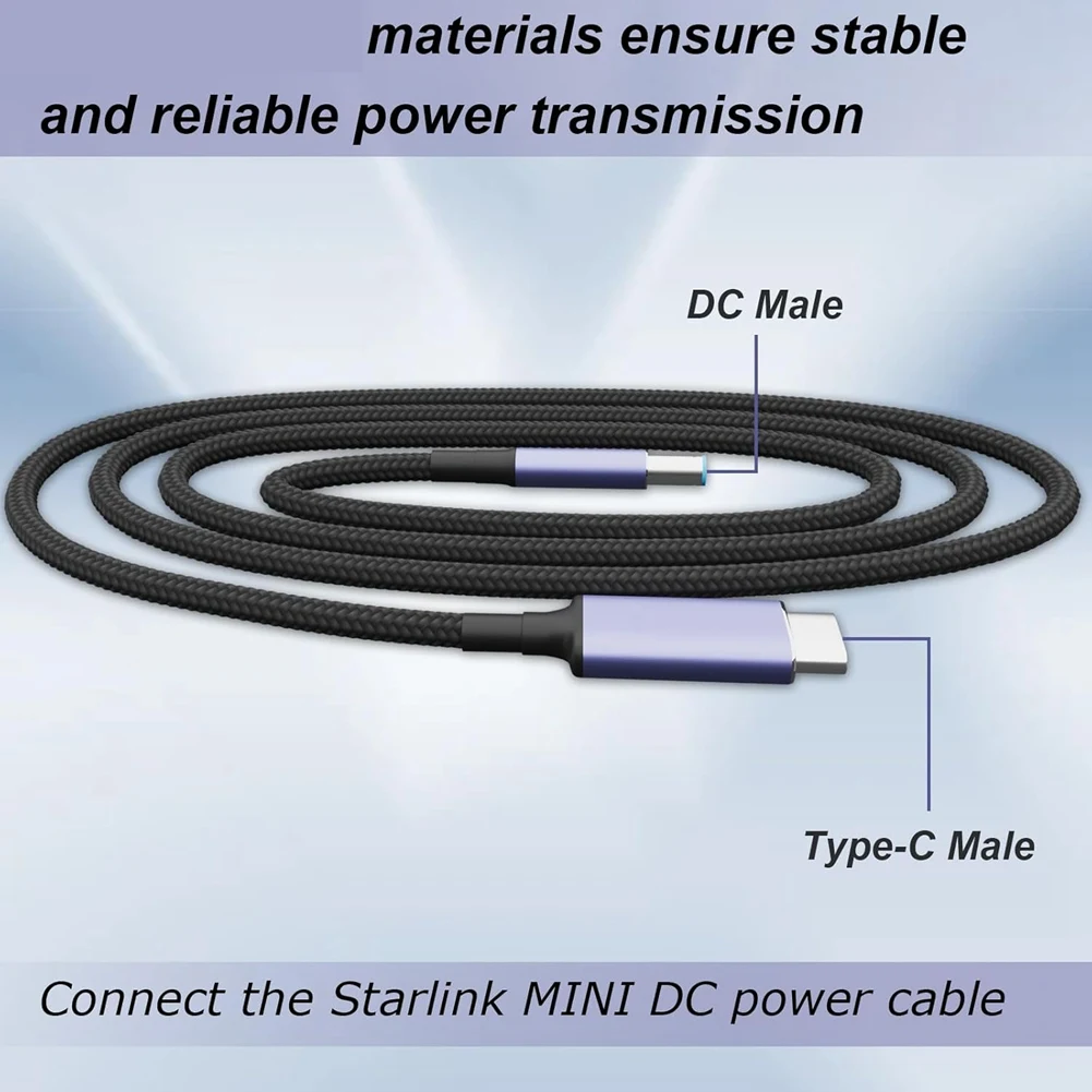 عملي ل Starlink Mini Type C إلى DC كابل الطاقة دعم 140 واط USB C كابل شحن ل Starlink وبنك الطاقة المحمول 180 سنتيمتر