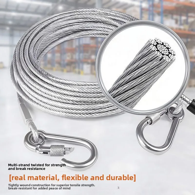 Heavy Duty Stainless Steel Clothes Line Cable Weather Resistant Anti Rust Cord for Balcony Quilt Curtain Air Drying Hanger