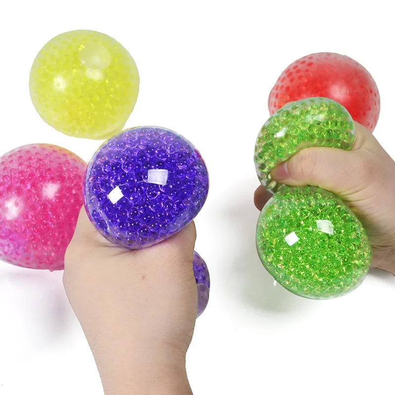 Boule de perles colorées sans filet, boule ventilatoire de perles d'eau colorées pour adultes et enfants, jouets anti-Stress et pétrissage