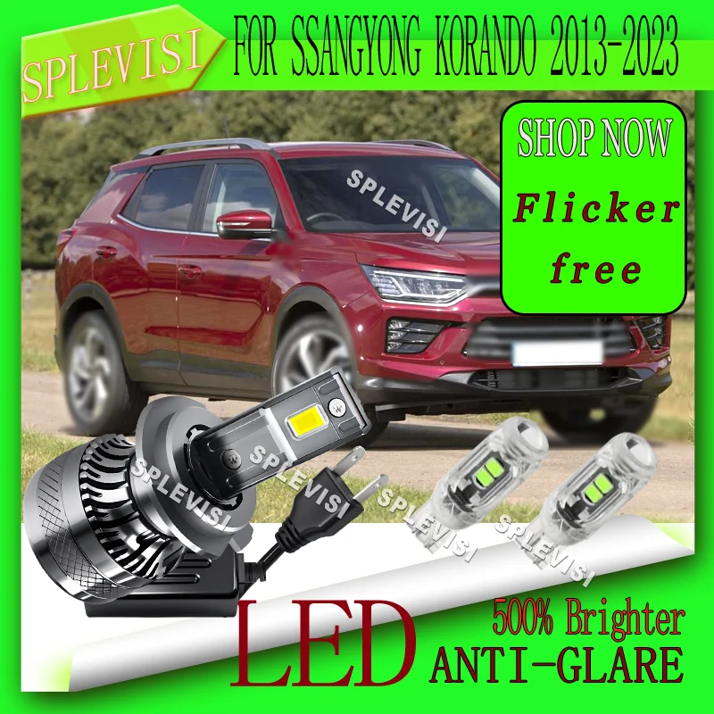 Canbus Ready Flicker-Free LED Headlight Low Beam Lights For SSANGYONG KORANDO 2013 2014 2015 2016 2017 2018 2019 2020-2023