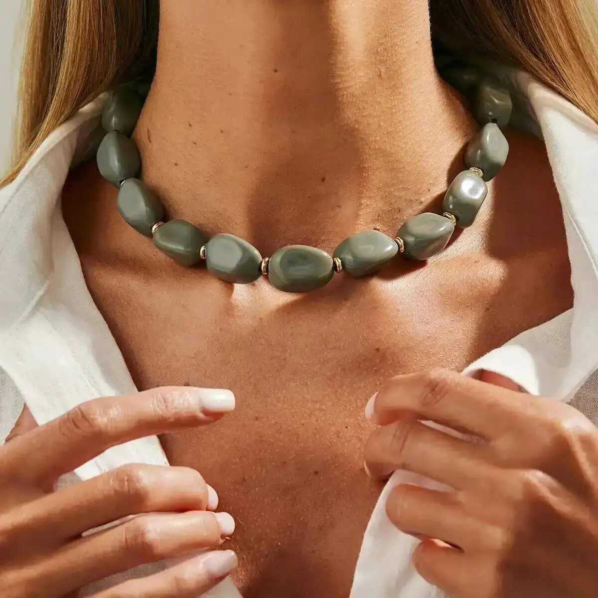 

5 Styles Boho Irregular Acrylic Clavicle Chain Necklace for Women Fashion Handmade Bead Choker Necklaces Party Jewelry Gifts