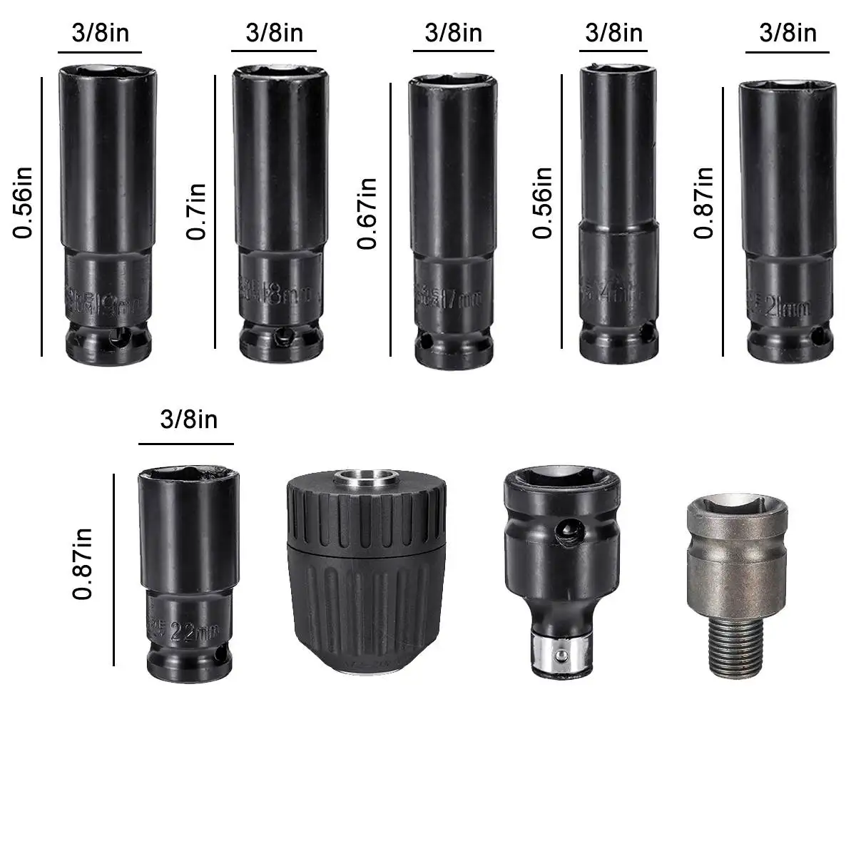 Drillpro 4/6/10/12Pcs Metal Mouw Kit Elektrische Wrench Schroevendraaier Hex Socket Head Set Voor slagmoersleutel Boor