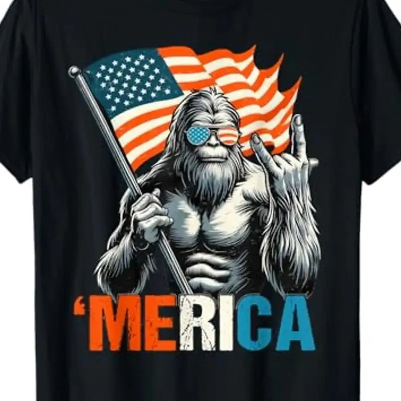 Men's Big Tall Patriotic Gorilla T Shirt 'MERICA Print 100 Cotton