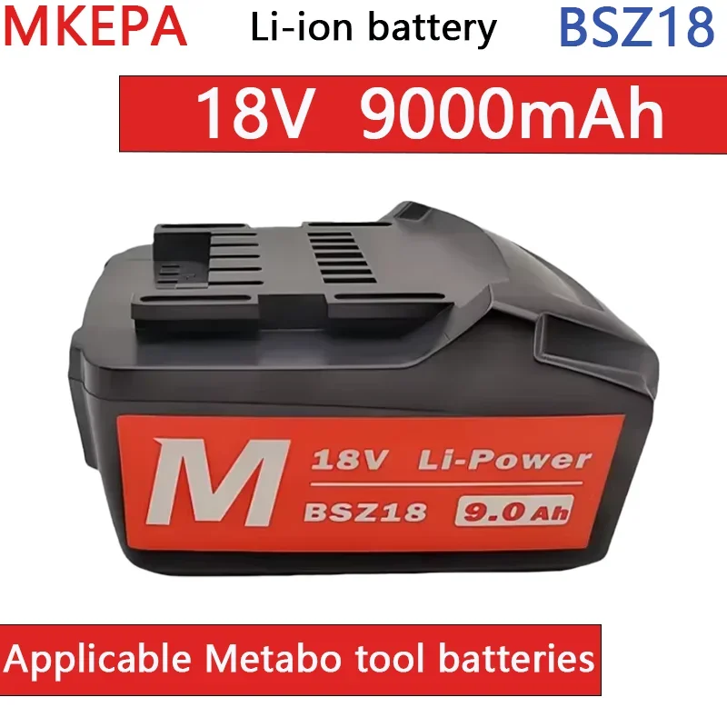 18V 9.0Ah Battery for Cordless Power Tool Drill Drivers lpega Wrench Hammers for Metabo 18V 9000mAh Battery BSZ18