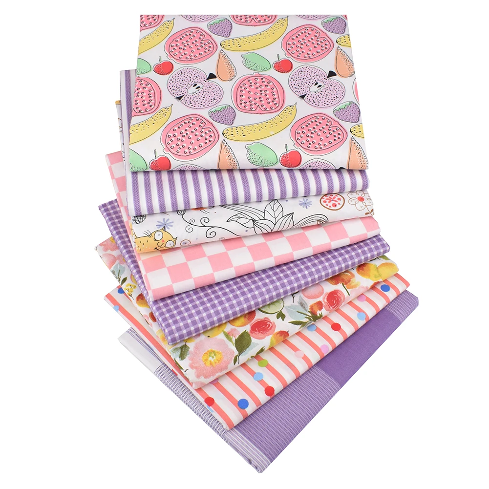 Chainho,Printed Twill Weave Cotton Fabric,DIY Sewing Quilting Material,Patchwork Cloth,8 Designs Cartoon Series,2 Sizes,15C380