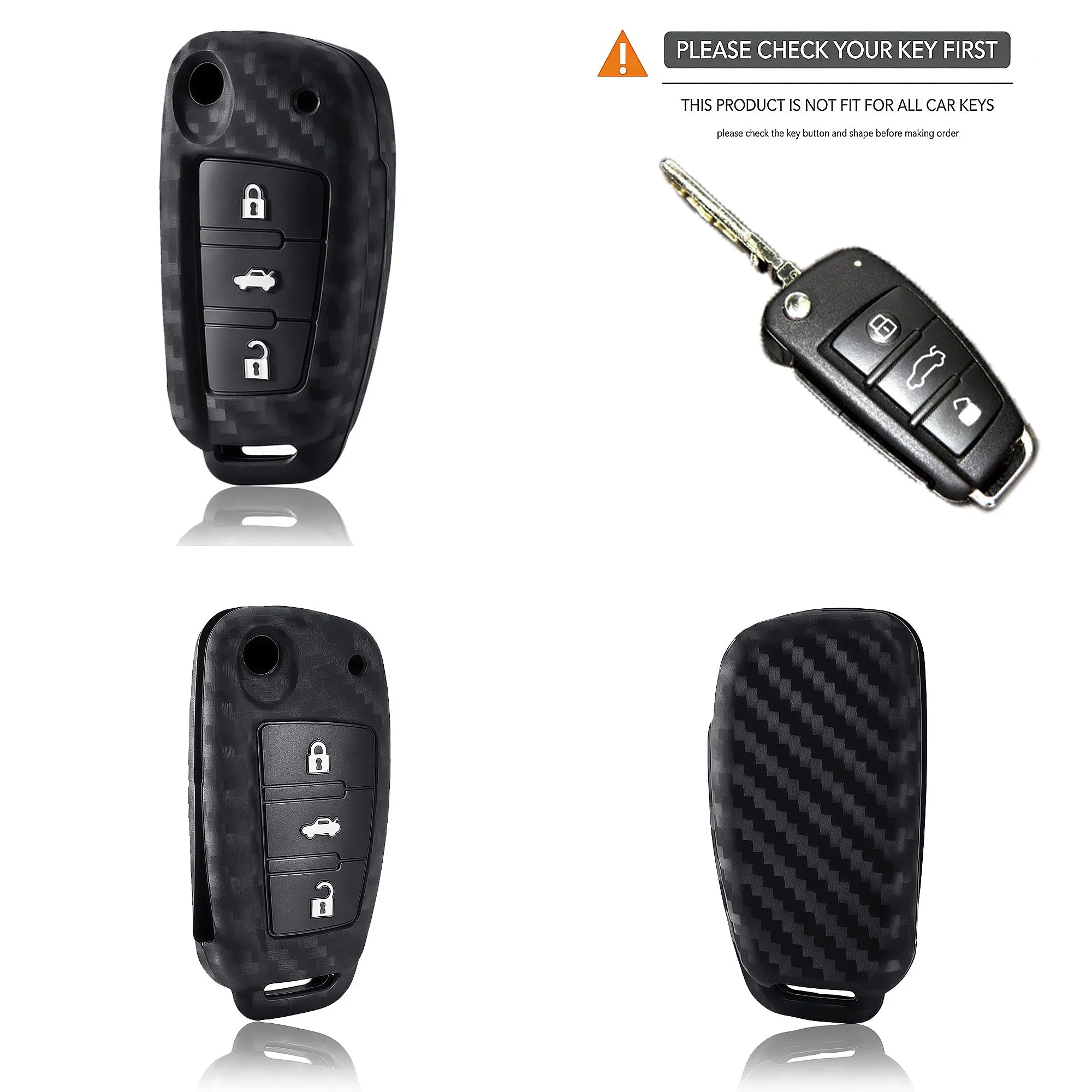3 Button Silicone Car Remote Key Fob Shell Cover Case For Audi A1 A3 A4 A6 RS6 TT Q3 Q7 2002-2017 For Chery Tiggo 2 3x 4 5x 2020