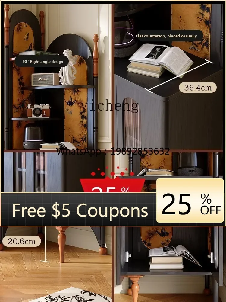 Solid Wood Corner Cabinet Living Room Wall Corner Storage Cabinet Triangle Bookshelf