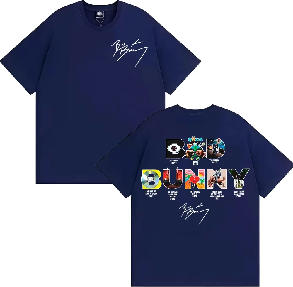 Rapper Bad Bunny Album Cover T-shirts Debi Tirar Mas Fotos DTMF T Shirts Men Women Fashion Hip Hop Oversized T-shirts Streetwear