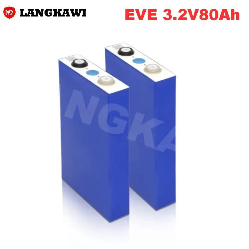 EVE 3.2V 80Ah LF80 LiFePO4 LFP Rechargeable Battery Cells with M6 Threaded Hole for Electrical Vehicle EVbus