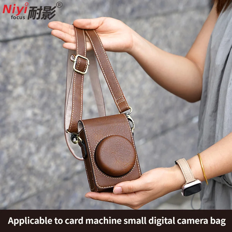 カメラバッグ カメラバックパック バッファローパターン レザー ポータブル収納バッグ カメラストラップ付き Sony ZV1 Leica D-LUX用