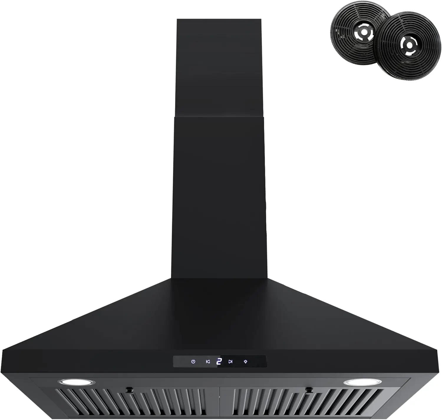 Black Range Hood 30 inch,Convertible Wall Mount Range Hood with  Motor,450  ,9 Speed Fan,Soft Touch Controls,