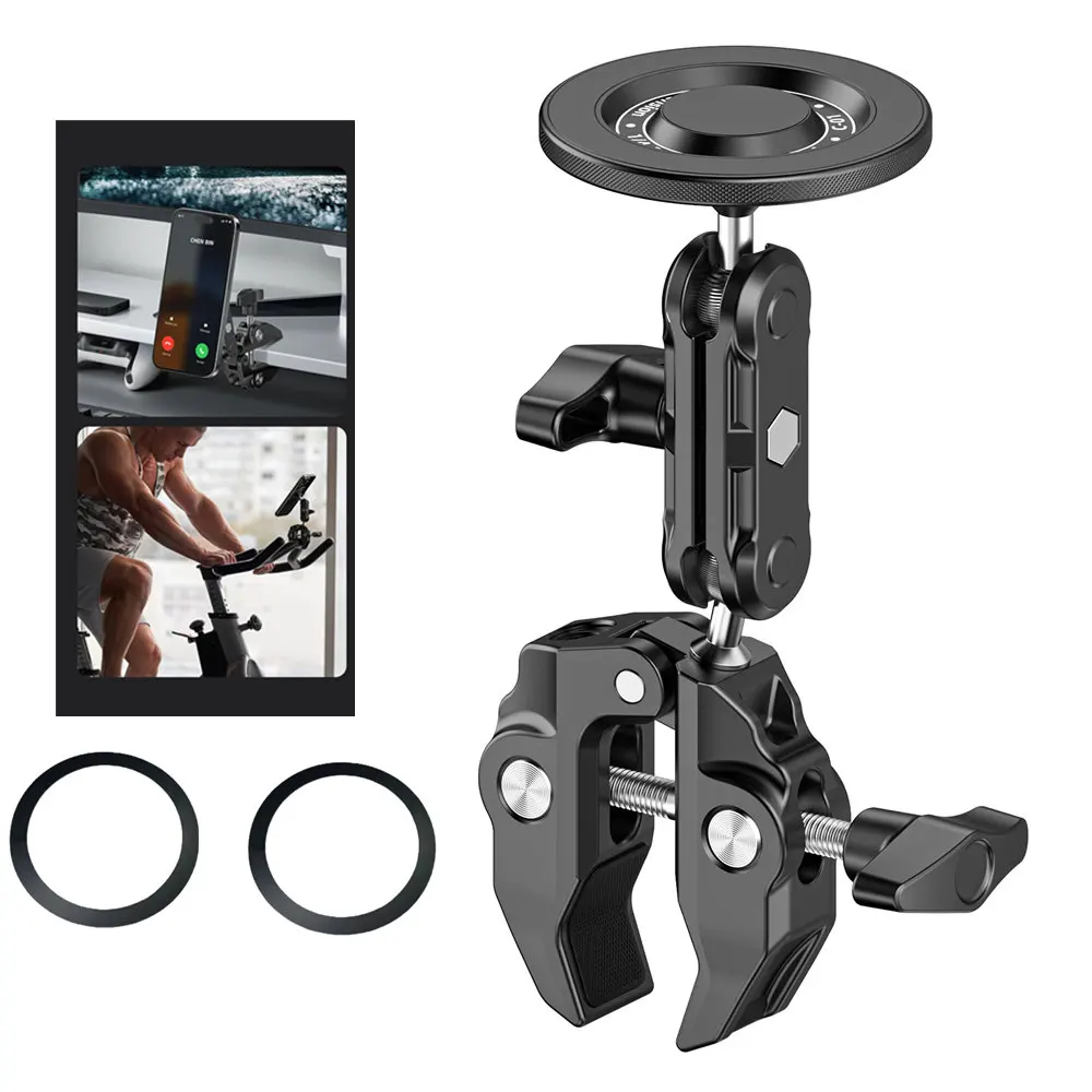 

Magnetic Super Clamp Mount 360 Ballhead w1/4" 3/8" Phone Holder Monitor Magic Arm Clamp for Iphone 16 DSLR Camera/Gopro/Light