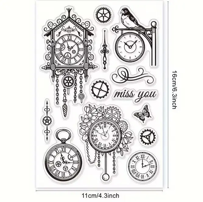 Retro clocks and watches Clear Stamp Seal For DIY Scrapbooking Photo Album Decorative A7260