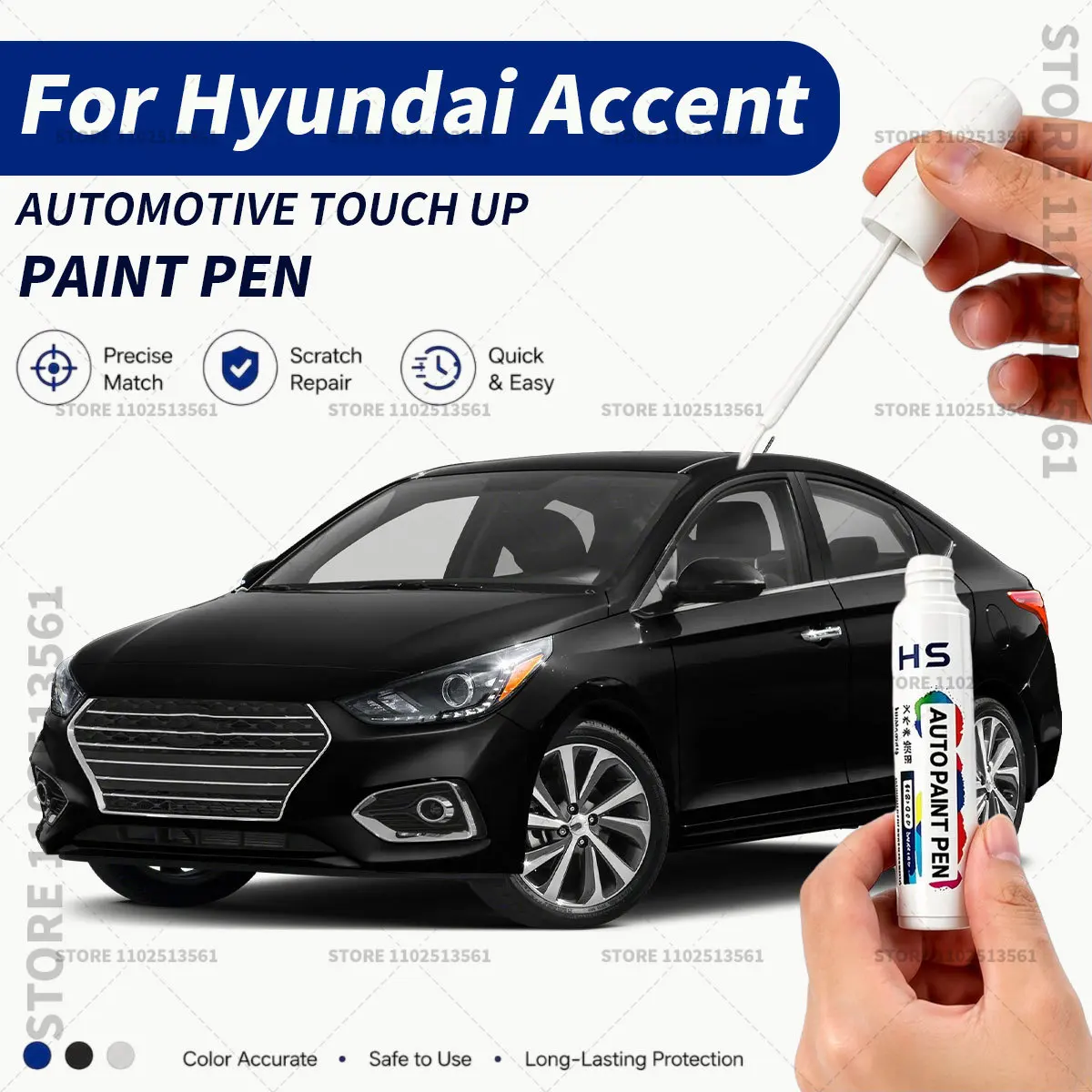 Car Paint Repair Pen Restores Original Factory Paint Finish For Hyundai Accent Admiral blue Fost white Absolute black silver